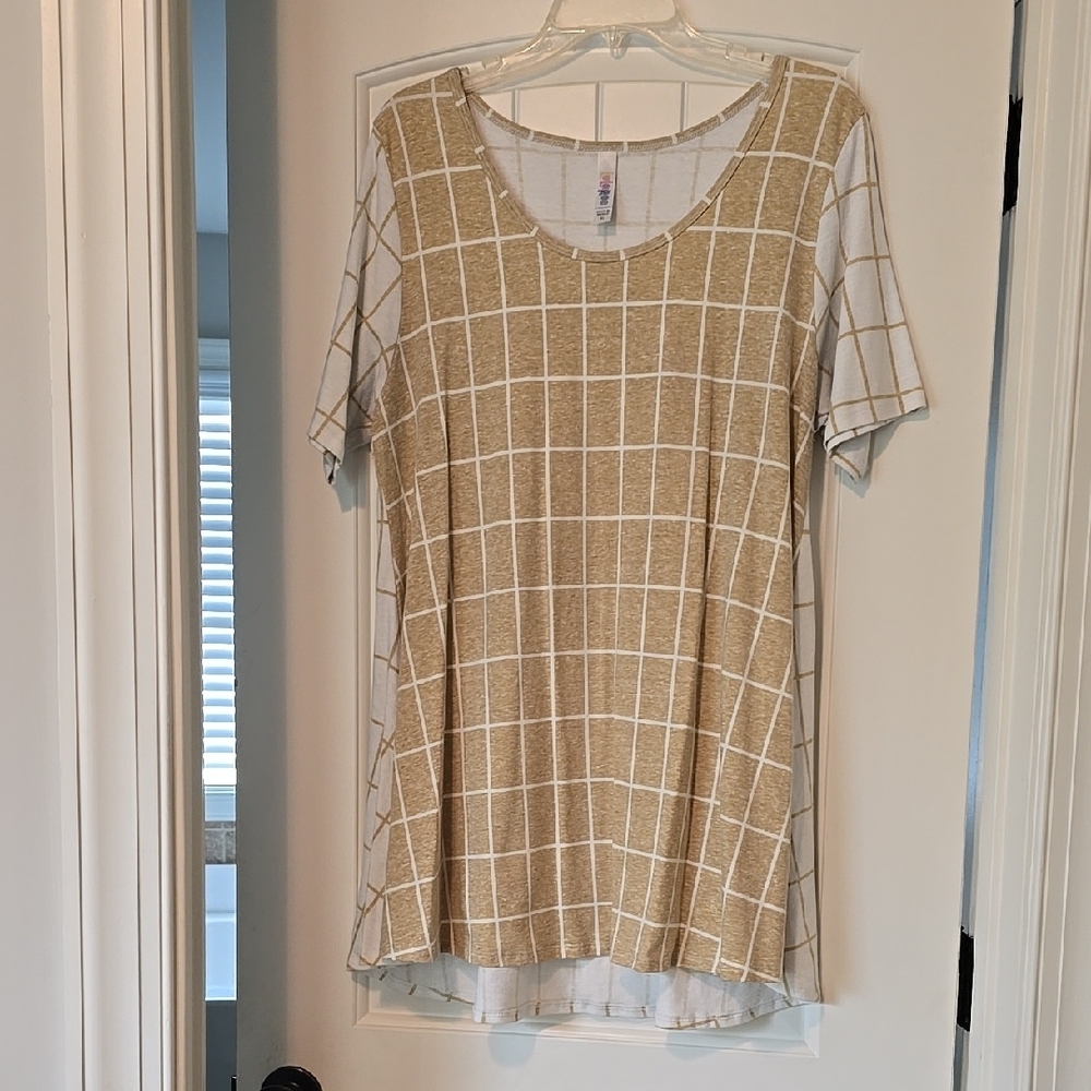 Women's Beige Checkered Top